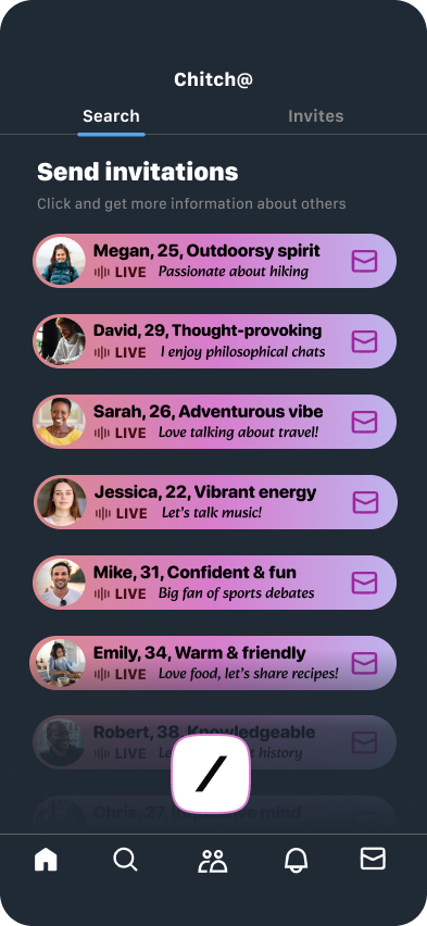 Chitch dashboard screen on iPhone 15 Pro